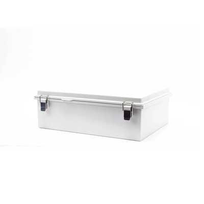 Gabinete de Plástico ABS, Uso en Intemperie IP66 (350 x 460 x 160 mm) Cierre por Broche Inoxidable y Permite Cerrado con Candado y Llave (Perno 5mm) No Incluido
