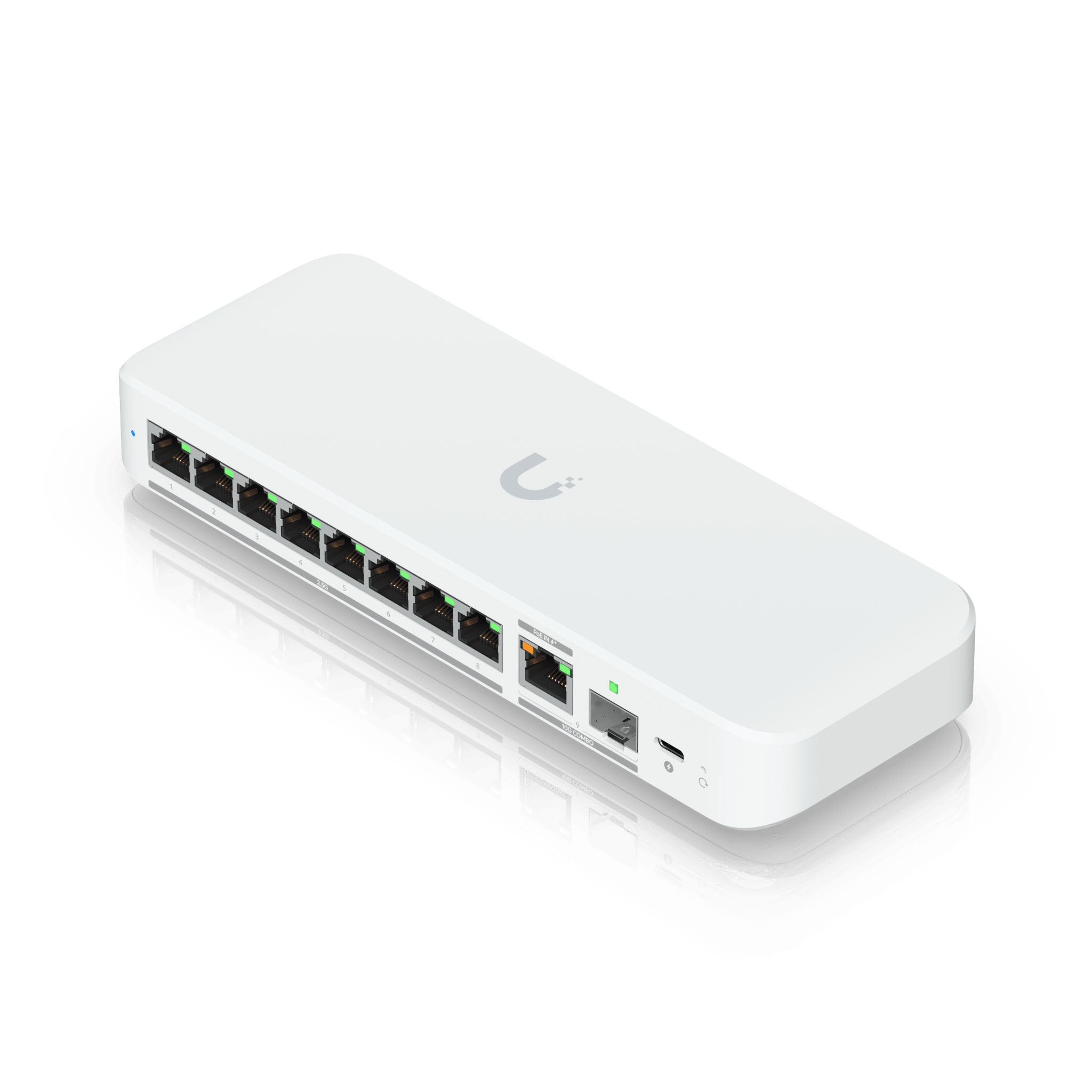 USW Flex 2.5G Switch de 8 Puertos 2.5GbE, con un Puerto de Enlace Ascendente Combinado RJ45/SFP+ de 10 GbE, Incluye Adaptador ca/cc