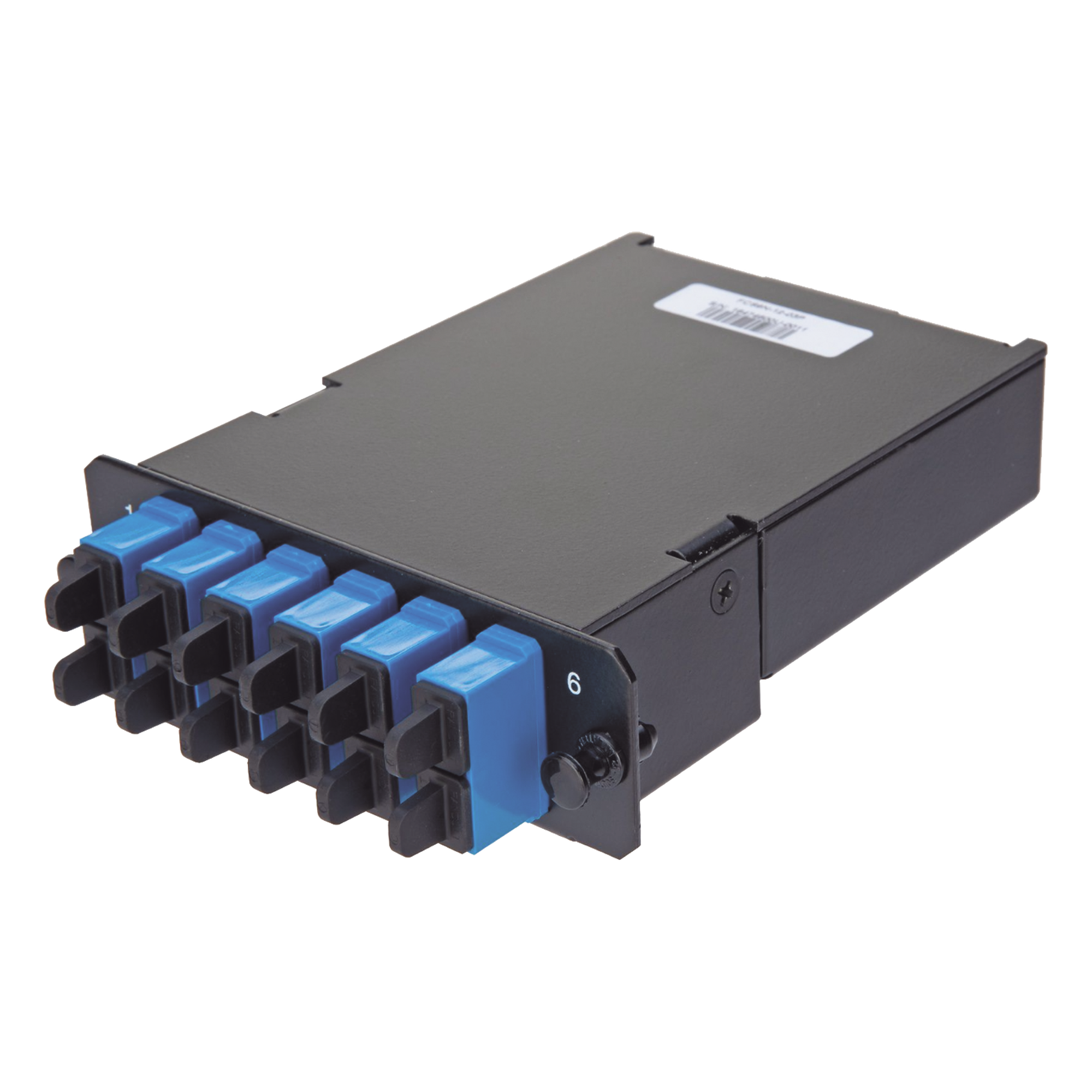 Placa Acopladora de Fibra Óptica FAP, Con 12 Pigtails y 6 Conectores LC Duplex (12 Fibras), Para Fibra Monomodo OS1/OS2, Color Azul — PANDUIT · SKU FCS9N-12-10P