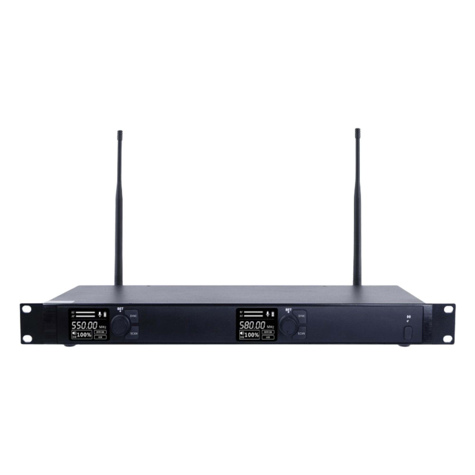 Receptor Inalámbrico Dual Canal Digital U-Band | 4 Bandas de Frecuencia (470-830 MHz) | Transmisión Digital pi/4-DQPSK | Pantalla TFT-LCD 2.2" | Anti-Interferencia con ID Code Pilot | Salidas Balanceadas y Desbalanceadas | Ecualizacion — EPCOM PROAUDIO · SKU EP-592U