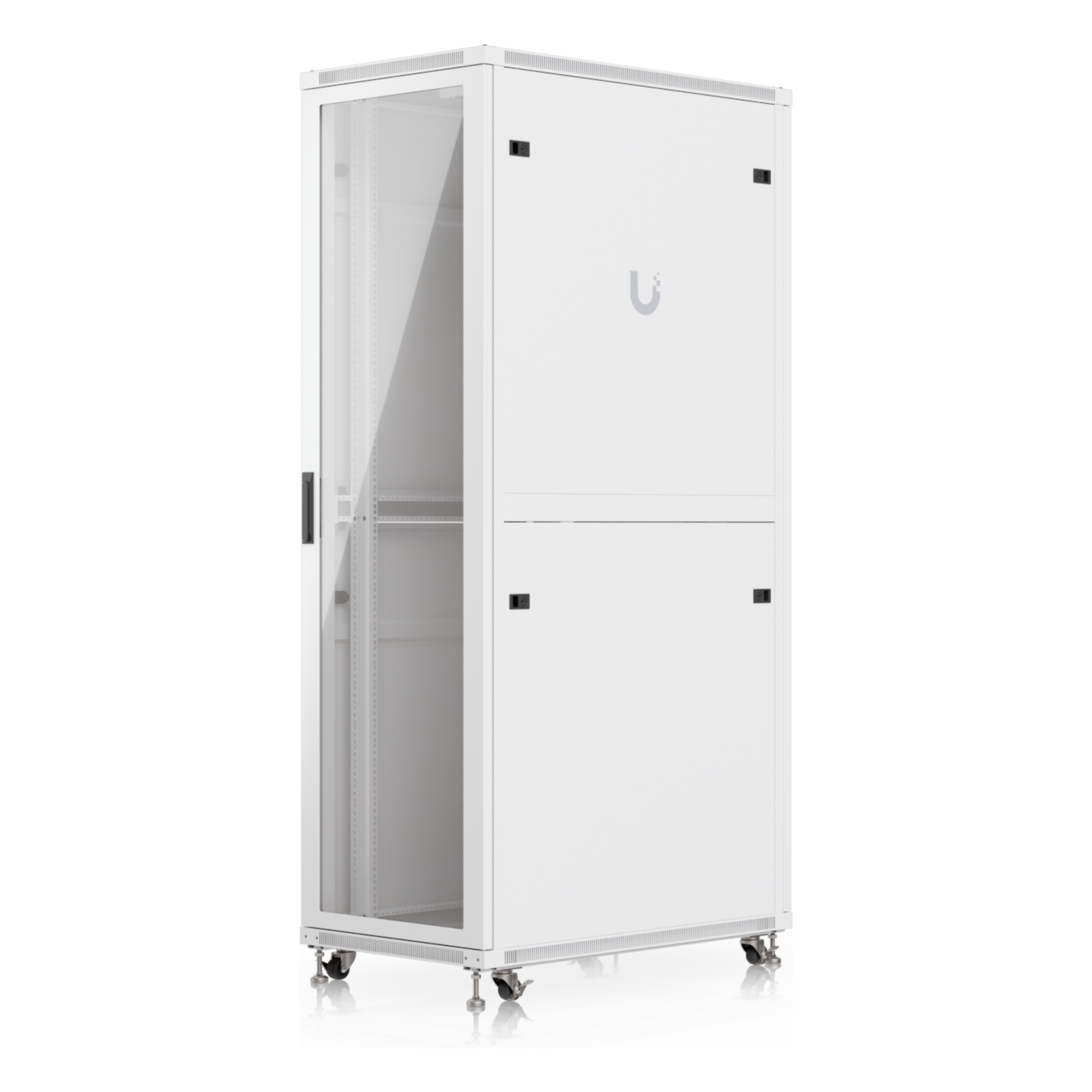 Gabinete Rack de Piso / 42U / 600 x 1000 mm (23.6 x 39.4') / Carga 800 kg (1763.7 lb) / Ventiladores con Sensor Térmico / Puerta Vidrio Templado / Ruedas Bloqueables — UBIQUITI · SKU UACC-RACK-42U-1000-G