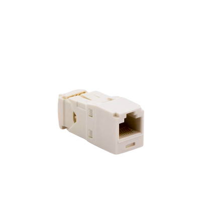 Conector Jack RJ45 Estilo TG, Mini-Com, Categoría 6, de 8 Posiciones y 8 Cables, Color Blanco Mate