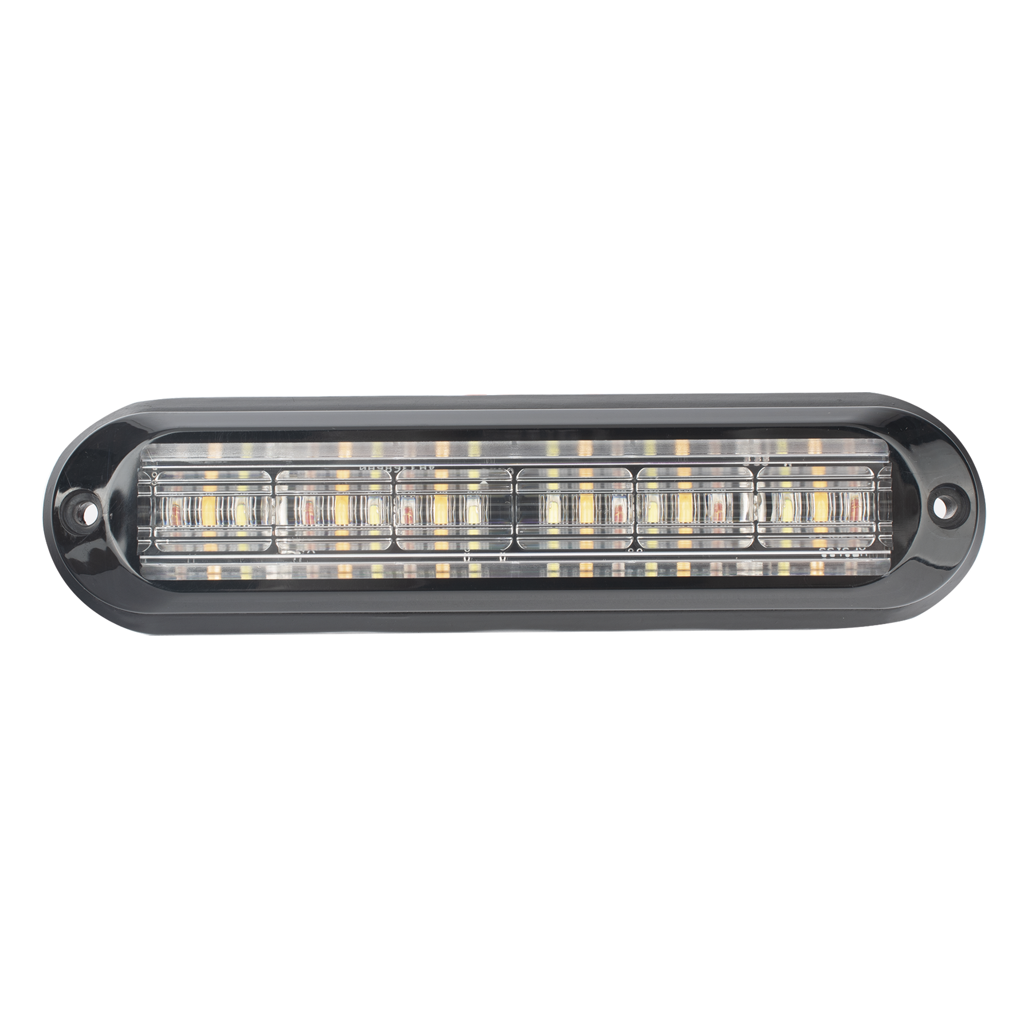 Luz Auxiliar, Ultra Brillante, IP67, 18 LEDs, Tricolor, Color Rojo/Claro/Ambar, con mica transparente y bisel negro