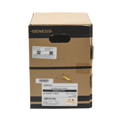 Bobina de Cable de 305 Metros (1000 Pies) UTP Cat6 Riser / Color Amarillo / UL, CMR, Probado a 350 Mhz / Para Aplicaciones de CCTV, Redes de Datos, IP Megapixel, Control RS485