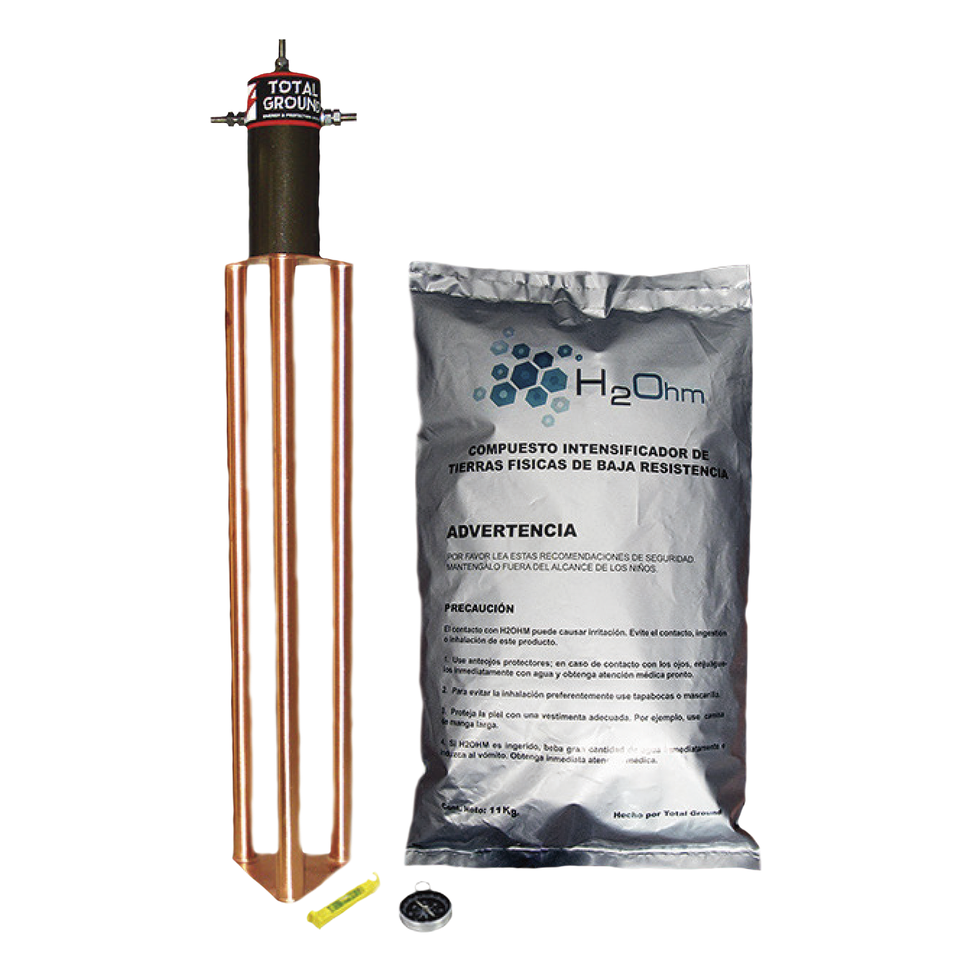 Electrodo para corriente máxima de 45 Amp. con Filtro y Compuesto H2Ohm. — TOTAL GROUND · SKU TG-45AB