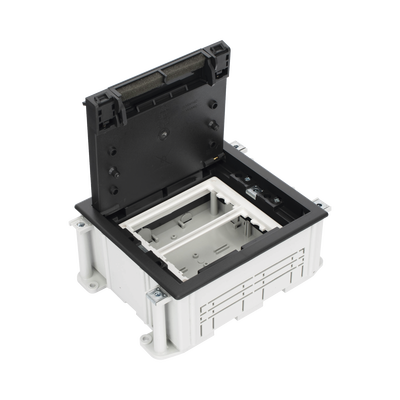 Caja de Suelo Simon Serie S / Para Voz, Datos o Contactos Eléctricos / Capacidad para 2 Módulos / Con Registro Integrado para Fijación en Concreto / Profundidad Ajustable de 70 a 100 mm (2.76 a 3.94 pulgadas) / Alta Resistencia Mecánica y Térmica
