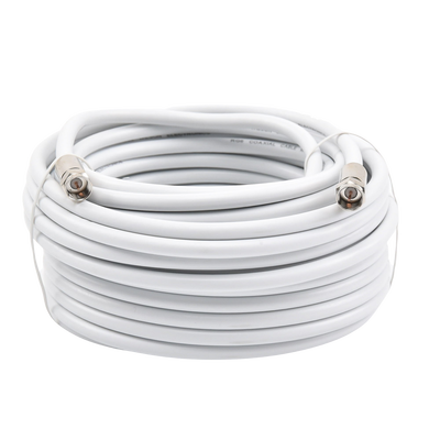 Jumper Coaxial con Cable Tipo RG-6 en Color Blanco de 15.24 Metros (50 Pies) de Longitud y Conectores F Macho en Ambos Extremos. 75 Ohm de Impedancia.