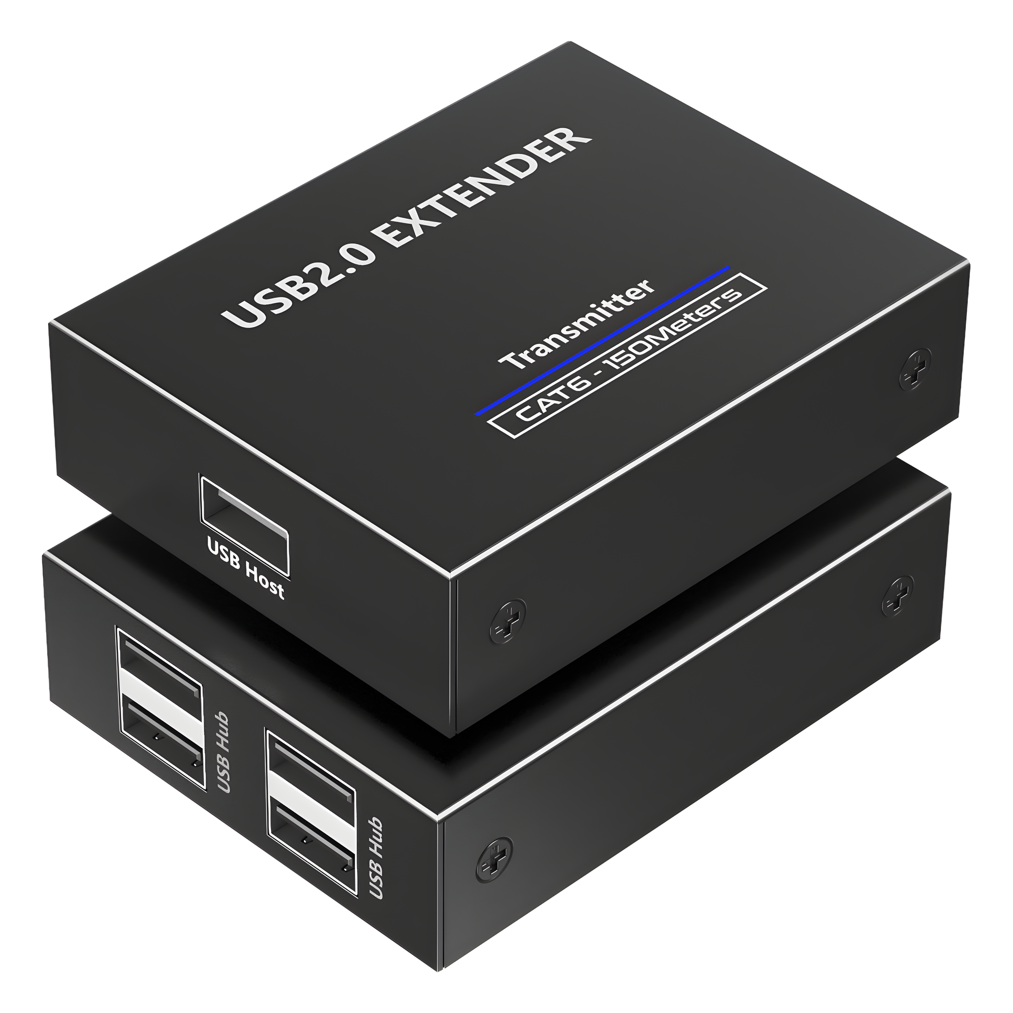 Kit EXTENSOR USB 2.0 de 4 Puertos para Distancias de Hasta 150 m | Soporta USB 2.0, USB 1.1 y USB 1.0 | UTP Cat 5e/6/6a/7 | Soporta Switch Gigabit | Ideal para Cámaras WEB, Impresoras, Escáner, Memorias, Mouse, etc.