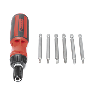 Desarmador 6 en 1 con Mango de Agarre Plástico (Torx #10 y #20, Hexagonal #5, PH0, PH2, Plana #5) 