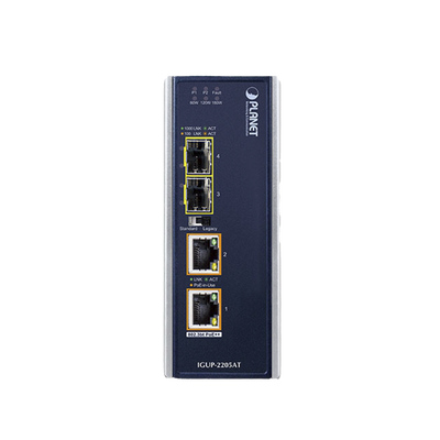 Convertidor de Medios Industrial de 2 Puertos SFP 100/1000X a 2 Puertos RJ45 10/100/1000T 802.3bt PoE++