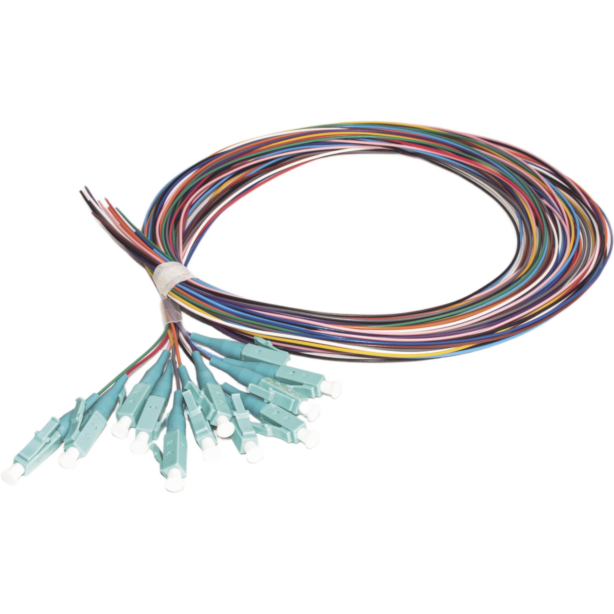 Kit de 12 Pigtails LC Multimodo OM3 50/125, Conectores Aqua, 2 Metros (6.56 Pies)