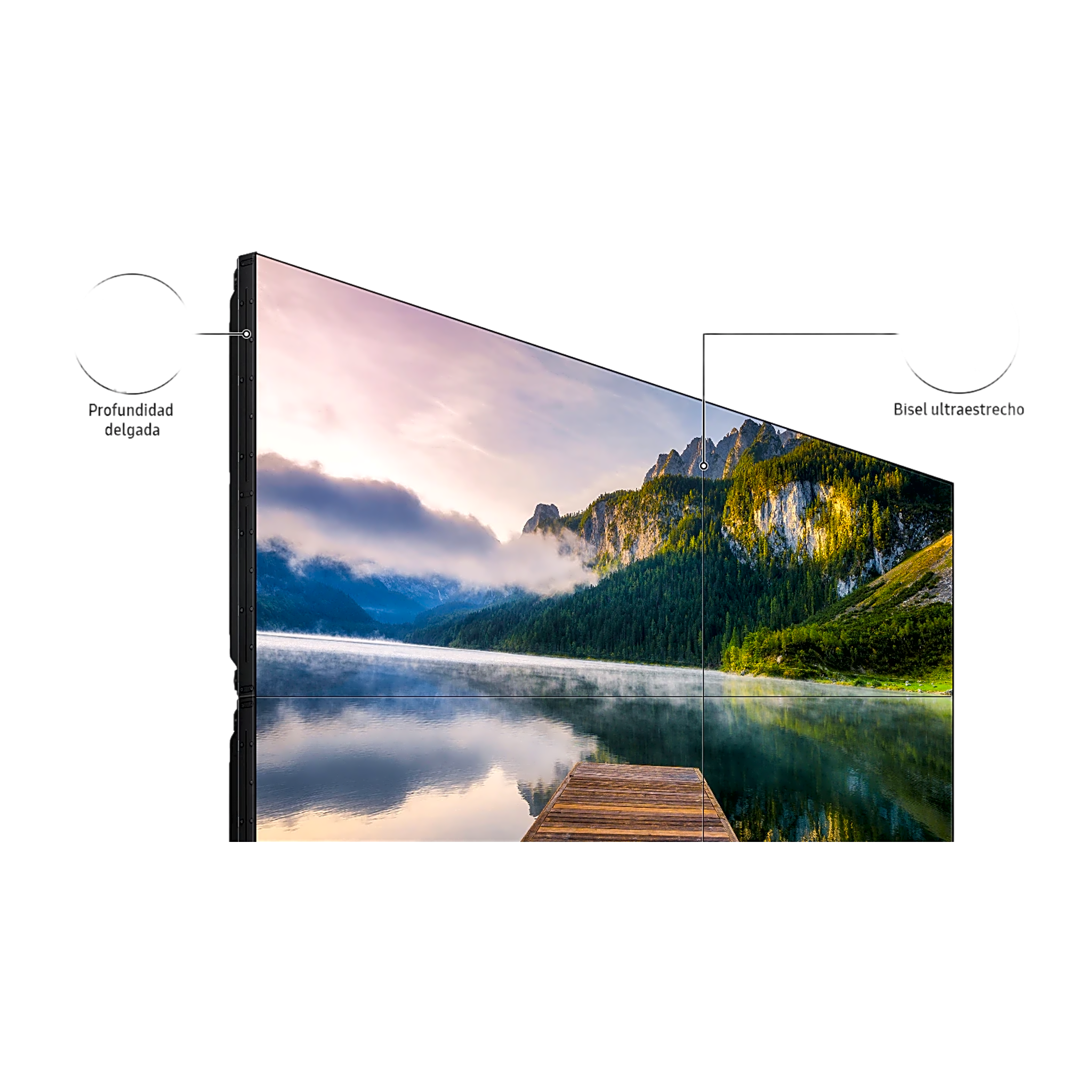 KIT de Video wall LCD 2x2 4 pantallas de 55" VM55BU para conexion daisy chain, incluye montajes de pared Peerless DS-VW765-LAND