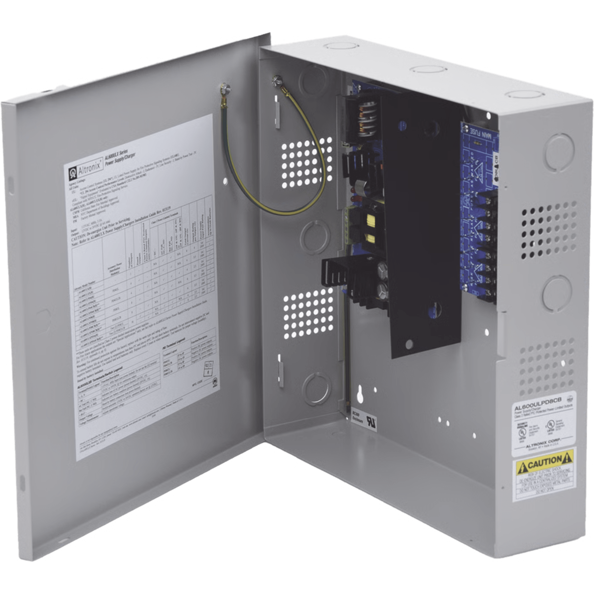 Fuente de Alimentación Controlada / 8 Salidas 12/24 Vcc / 6 A Continuos / Protección PTC Clase 2 / Cargador de Batería Integrado / 115 Vca Entrada — ALTRONIX · SKU AL600ULPD8CB