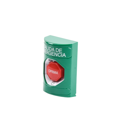 Botón de Salida de Emergencia , Texto en Español, Acción Mantenida, Girar para Restablecer, LED de iluminación