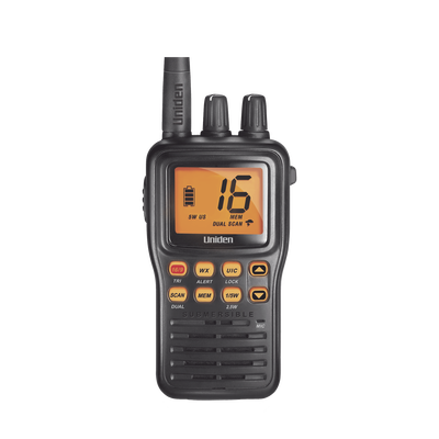 Radio Marino Portátil VHF, flotante y sumergible, Rx: 156.050-163.275MHz Tx: 156.025-157.425MHz, cumple con los canales marinos Internacionales, de EUA y Canadá