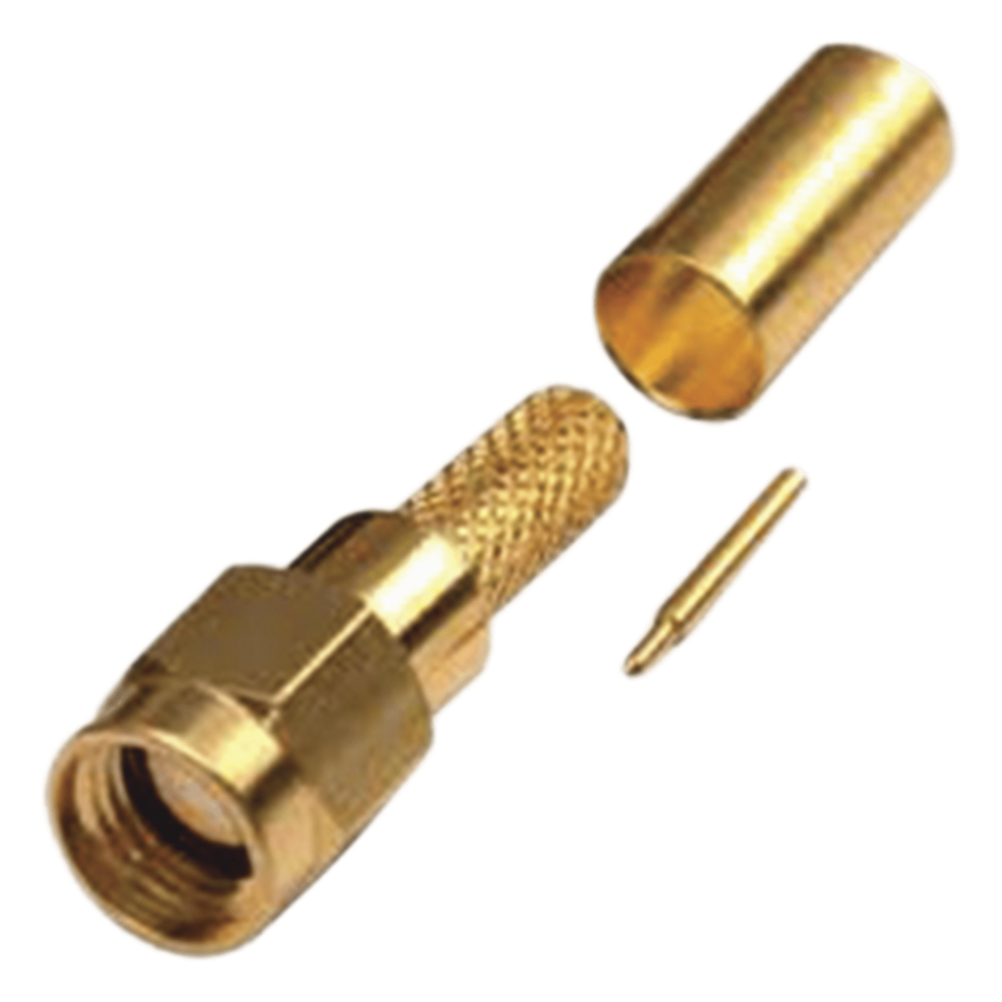 Conector SMA Macho de Anillo Plegable para Cables RG-142/U, LMR-195, Oro/Oro/Teflón. — RF INDUSTRIES,LTD · SKU RSA-3000-1C1