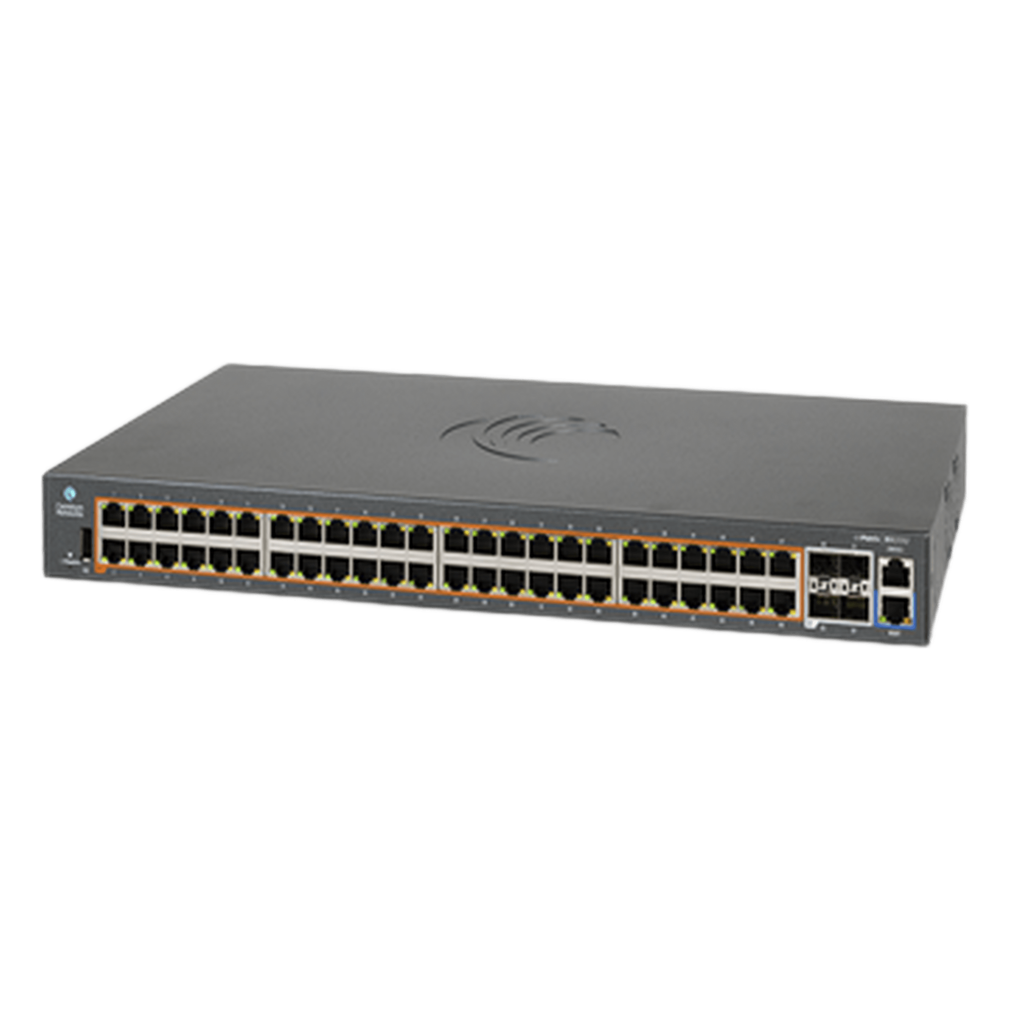 Switch PoE cnMatrix EX2052-P 802.3af/at de 48 puertos Gigabit y 4 SFP+, Capa 3, 400 W, gestión en la nube — CAMBIUM NETWORKS · SKU MXEX2052GXPA00