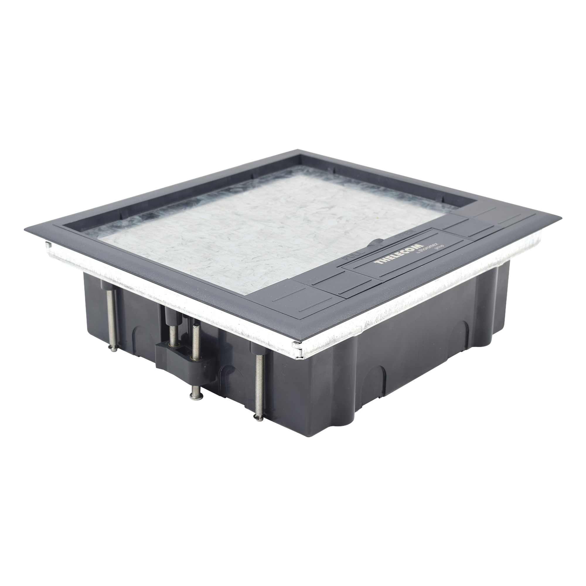 Caja de Piso para Cuatro Módulos Universales (Socket M4), para Alimentación Eléctrica y Redes de Datos (11000-43401) No Incluye Faceplates
