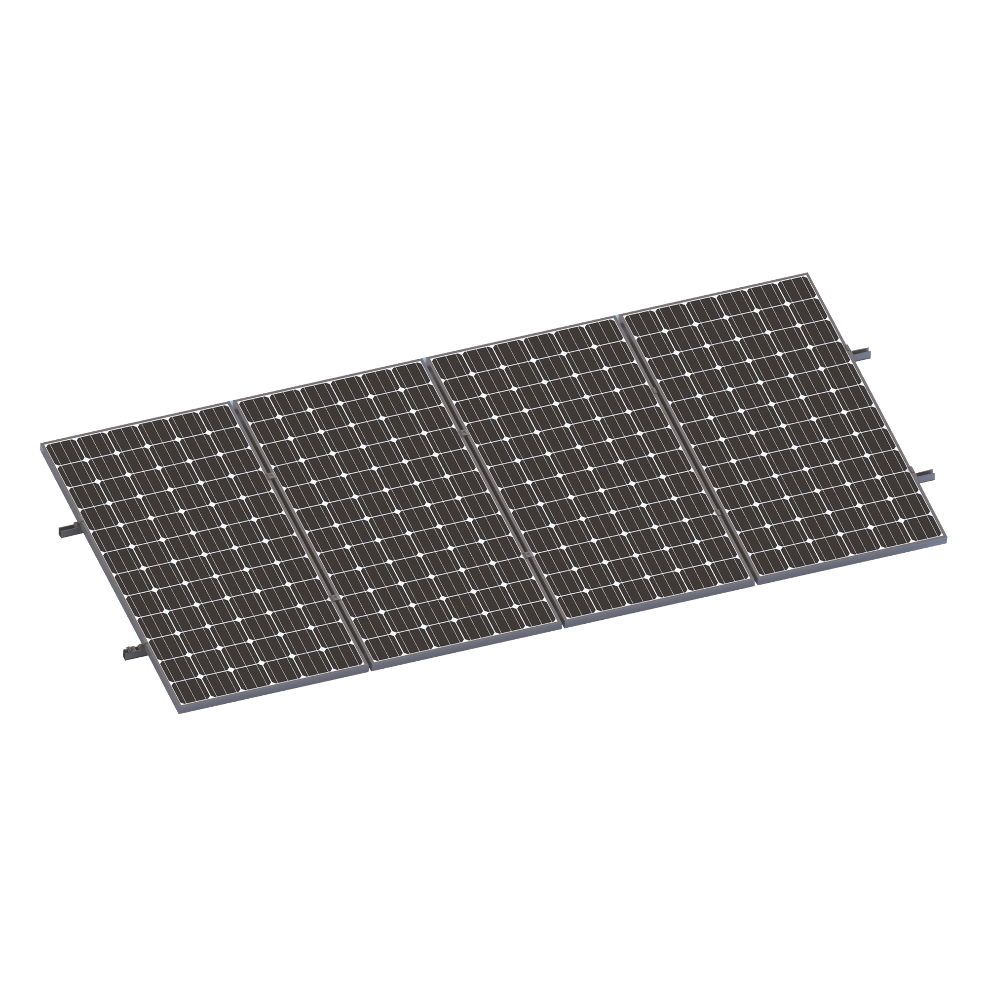 Kit de Minirieles para Panel Solar / Arreglo 1×4 / Aluminio Anodizado / Módulos 35 mm / Instalación en Lámina — EPCOM POWERLINE · SKU VEKTORMINIKIT1X4