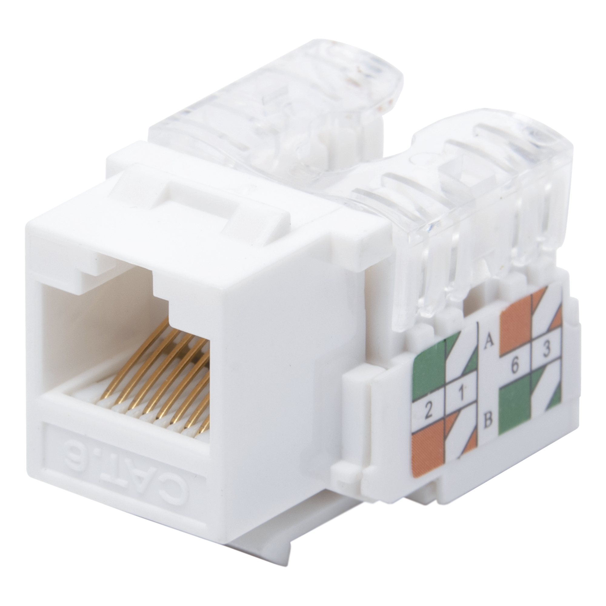 Módulo Jack Keystone / Cat6 / Clase E / Terminación 110 Punchdown / RJ45 / Sin Blindaje / Color Blanco — LINKEDPRO BY EPCOM · SKU LP-KJ-601-WH