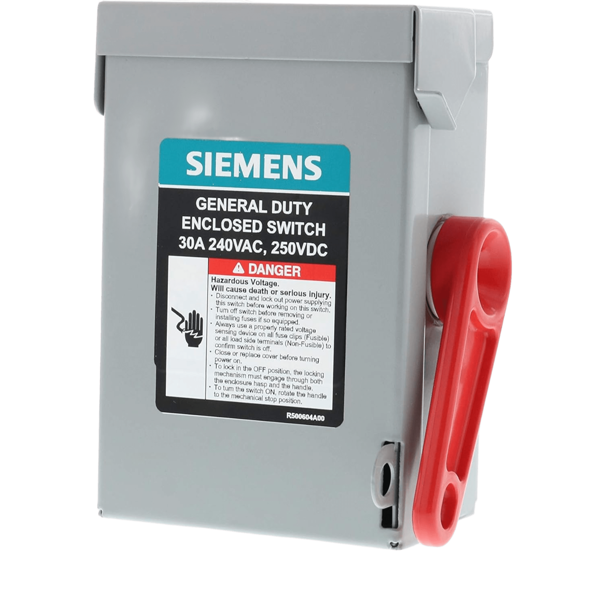 Interruptor de Seguridad GNF321A, 240Vca, 3 polos, 30 Amp, sin portafusibles, Nema 1. — SIEMENS · SKU GNF321A
