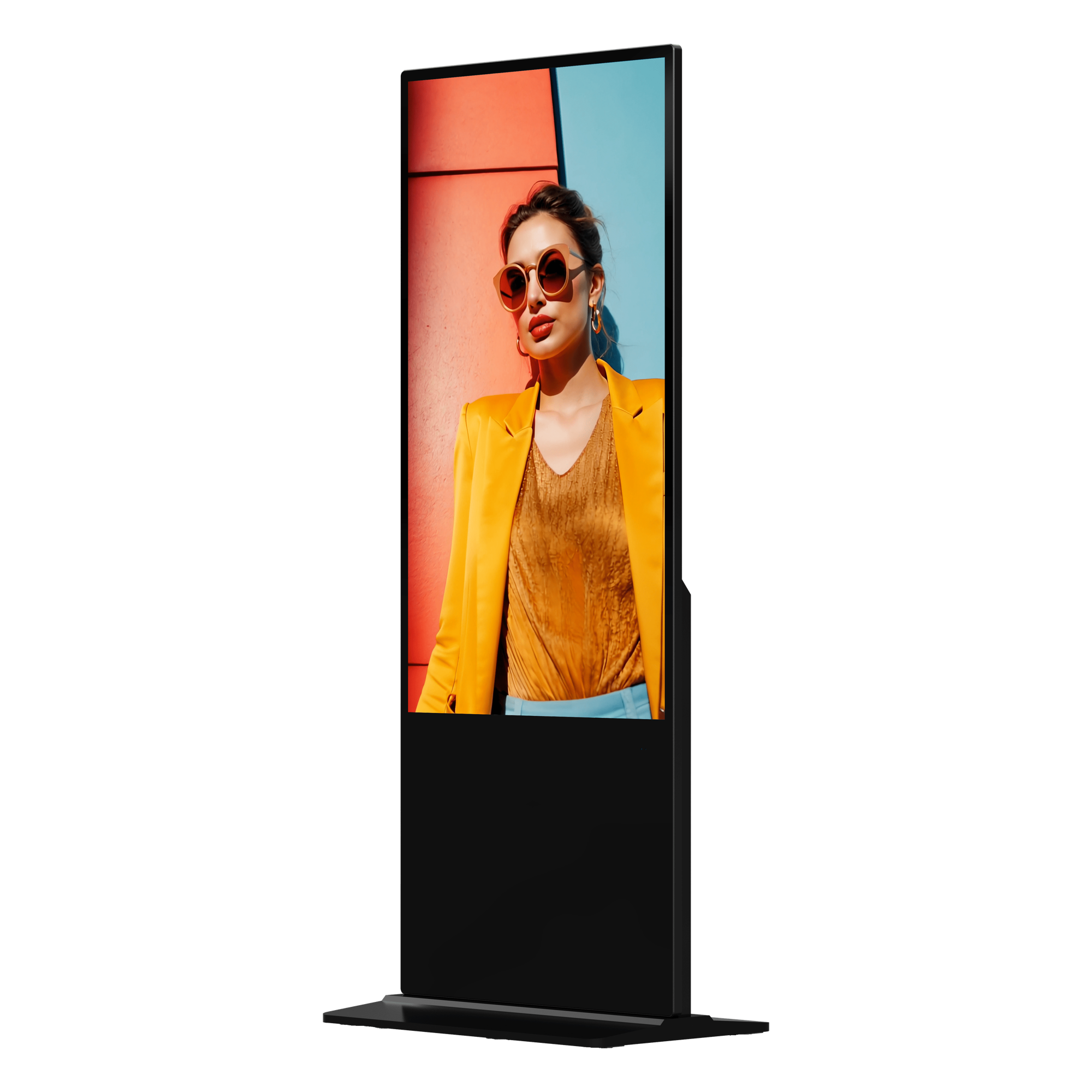 Pantalla de 55" 4K para Publicidad Digital / Base para Piso (Totem) / Gestión de Contenido y Control Centralizado — HIKVISION · SKU DS-D6055UN-D/S