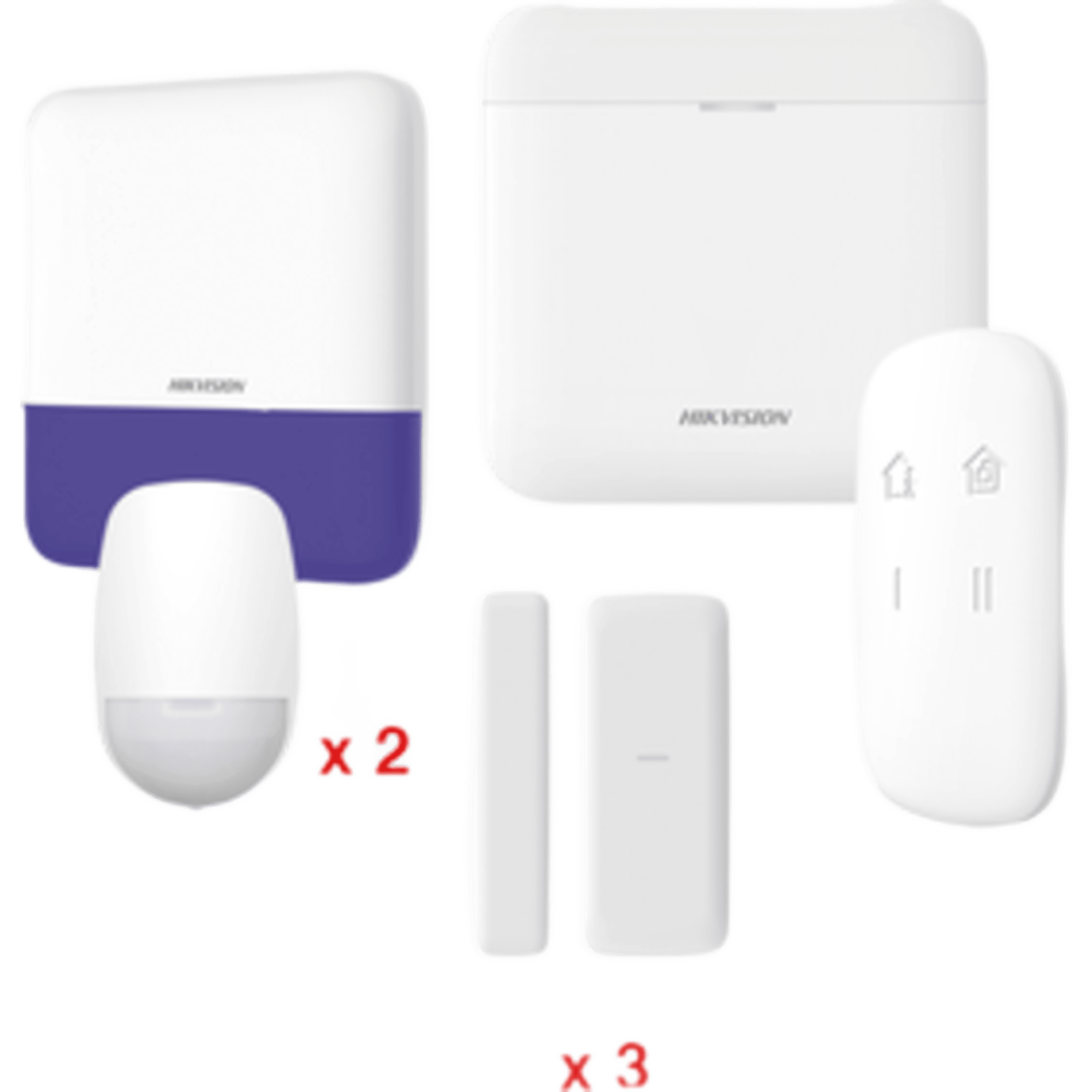 (AX PRO) KIT de Alarma AX PRO / Incluye: 1 Hub con batería de respaldo / 2 Sensores PIR / 3 Contactos Magnéticos mini / 1 Control Remoto / 1 Sirena Inalambrica Exterior / WiFi / Compatible con Hik-Connect P2P