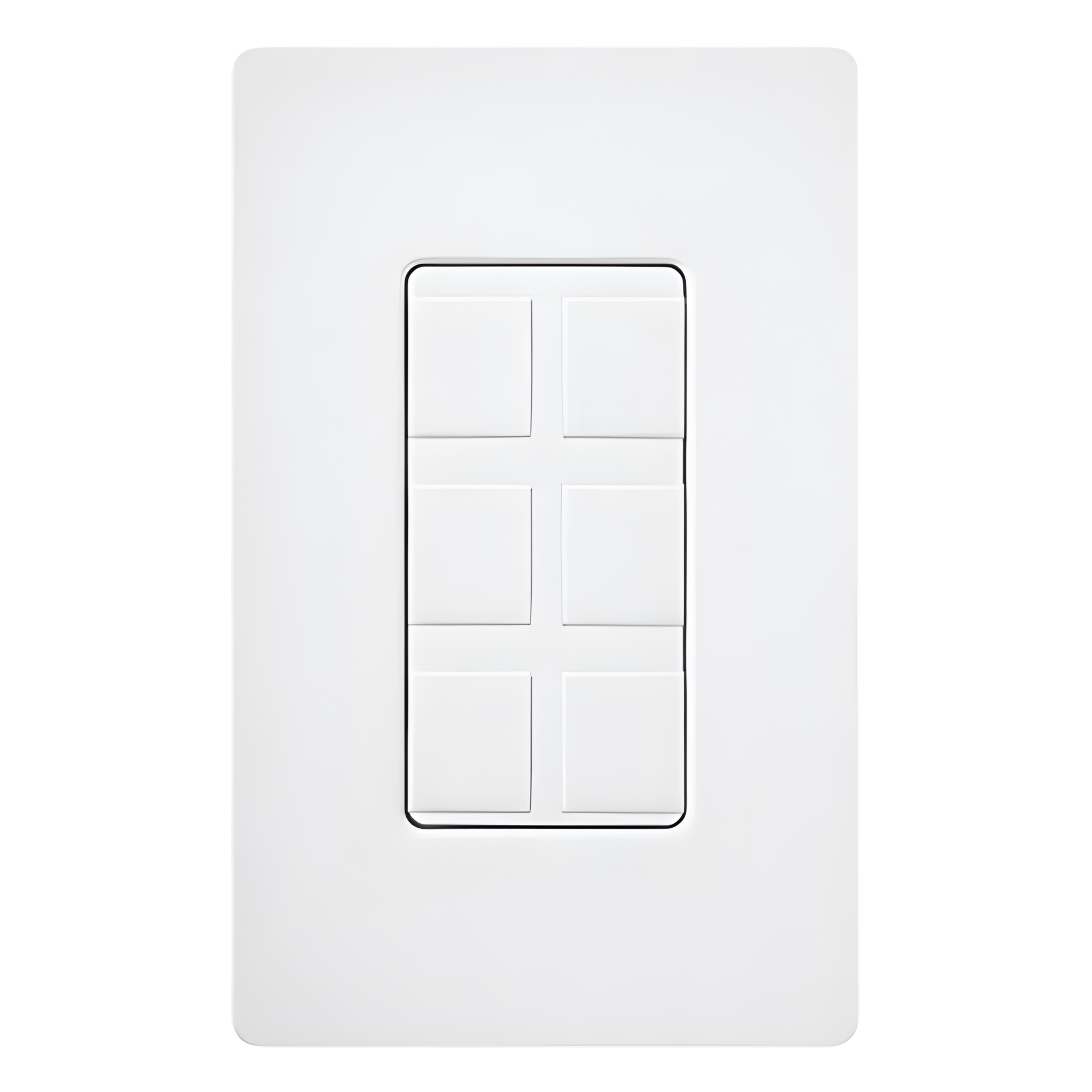 Marco de 6 puertos personalizable para conectores de red, fibra óptica, coaxial y telefonía, línea Claro, color blanco — LUTRON ELECTRONICS · SKU CA6PFWH