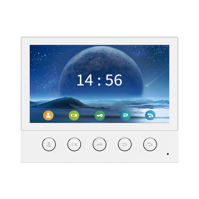 Monitor IP/SIP para interior, Wi-Fi, pantalla táctil de 7", audio de 2 vías, PoE, 8 interfaces de entrada de alarma.
