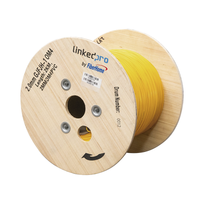 Fibra Óptica Multimodo OM4, 2 mm, Simplex, Tight Buffer, 900 micras, Color Amarillo, Precio Por Metro, (Hasta 2000 Metros en un Solo Tramo de Cable)