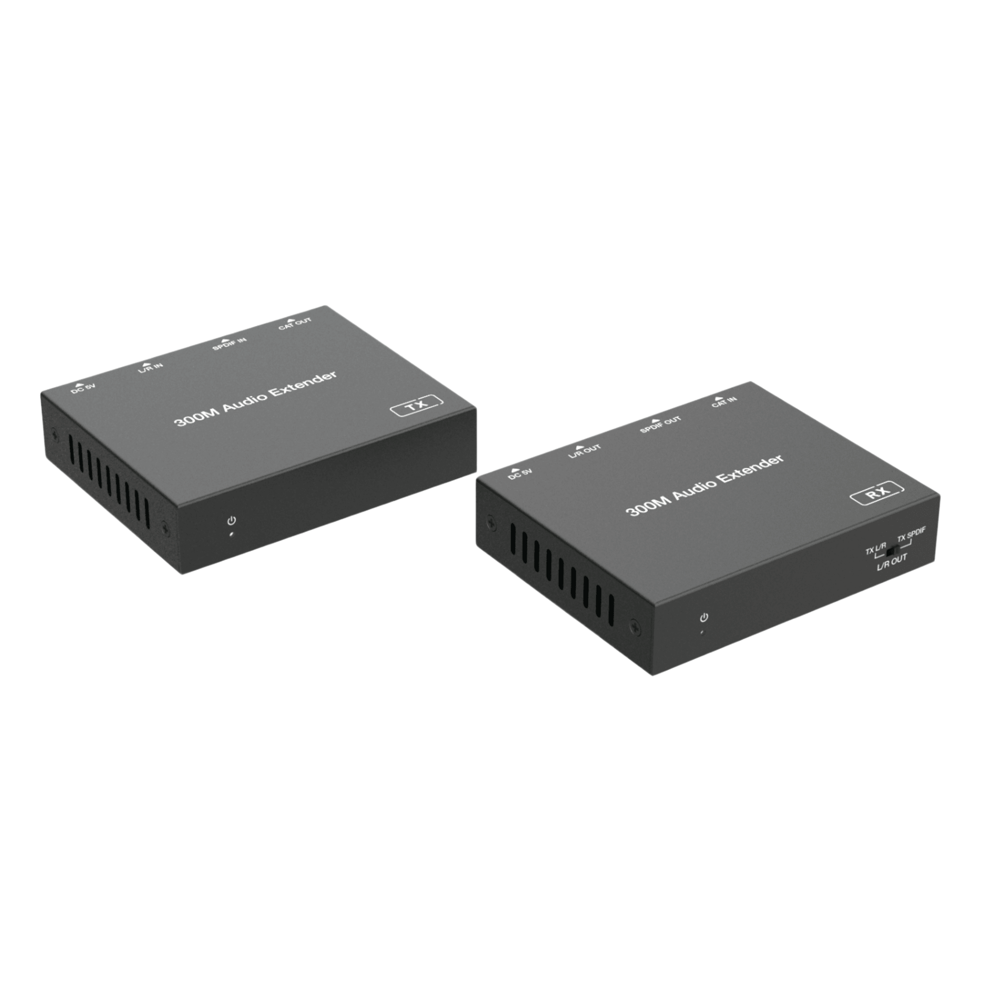 Extensor de Audio | Digital Óptico y Analógico | Transmisión hasta 300 m | Soporte 48/96/192 kHz | Selección de salida en receptor | Función POC bidireccional | Plug-and-Play | Ideal para HDTV, AVR y sistemas multizona — EPCOM PROAUDIO · SKU EPC-EDA300S