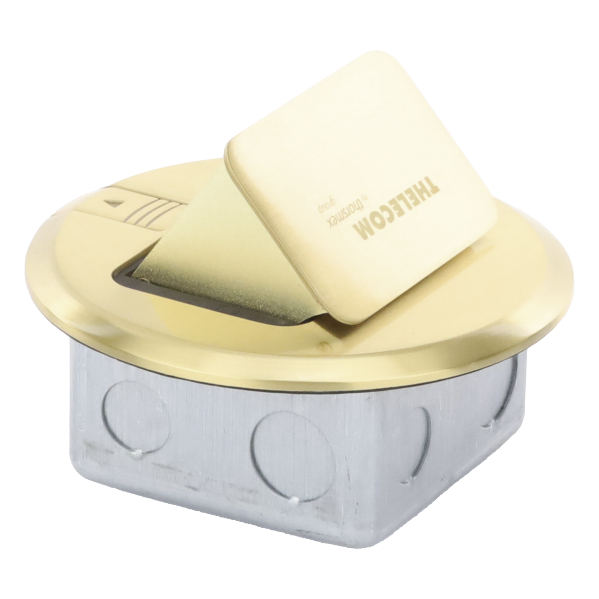 Mini Caja de Piso Redonda / Bronce / 3 Puertos / 0.829 kg / Voz y Datos / Keystone