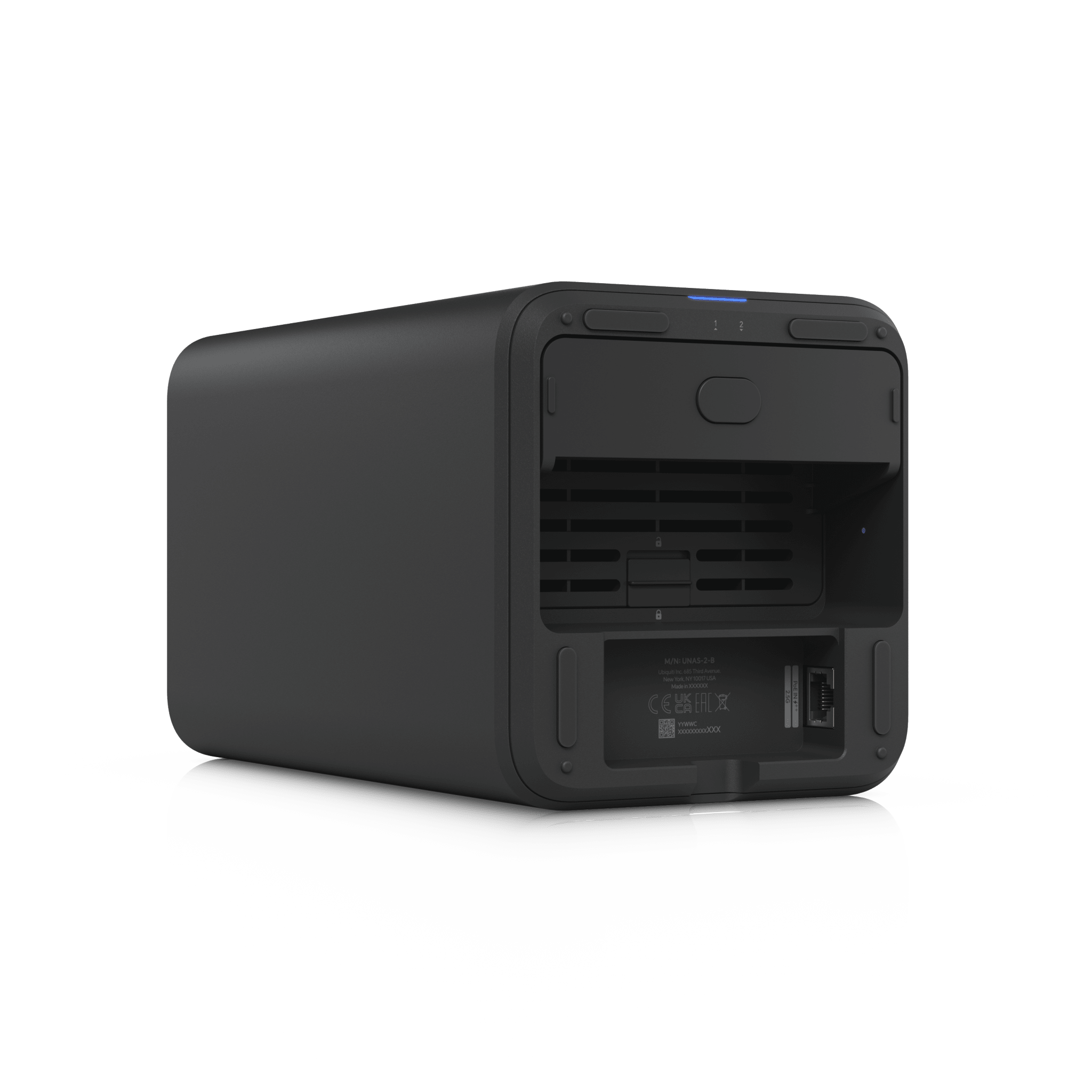 UniFi UNAS-2 – Almacenamiento en Red (NAS) Compacto con 2 Bahías para HDD de 3.5”, Puerto de Red 2.5 GbE, Conectividad USB-C y Adaptador PoE++ Incluido
