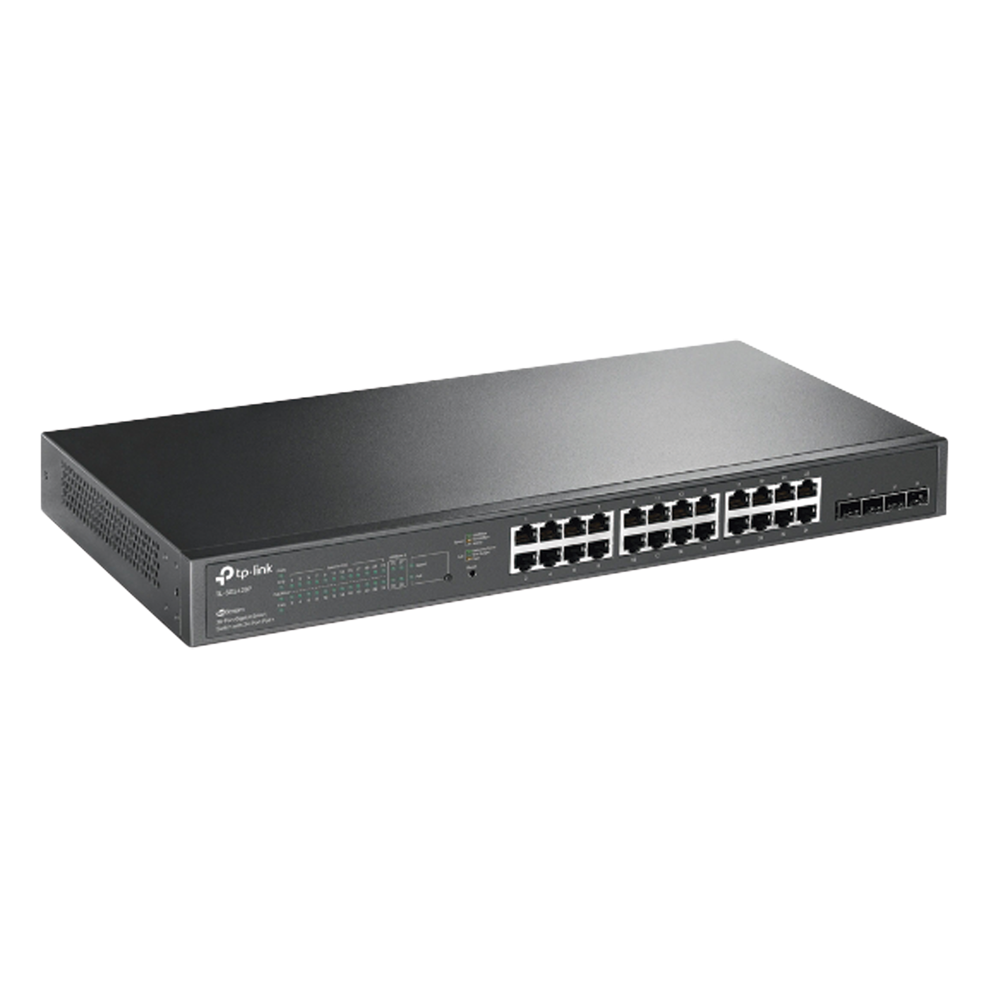 Switch PoE JetStream SDN Administrable 24 puertos 10/100/1000 Mbps + 4 puertos SFP, 24 puertos PoE, 250W, administración centralizada OMADA SDN — TP-LINK · SKU TL-SG2428P