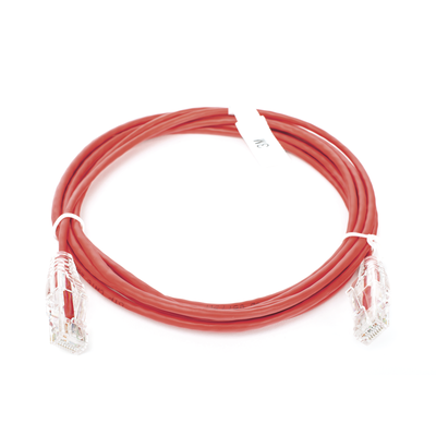 Cable de Parcheo Slim UTP Cat6 - 3 Metros (9.84 Pies) Rojo Diámetro Reducido (28 AWG)