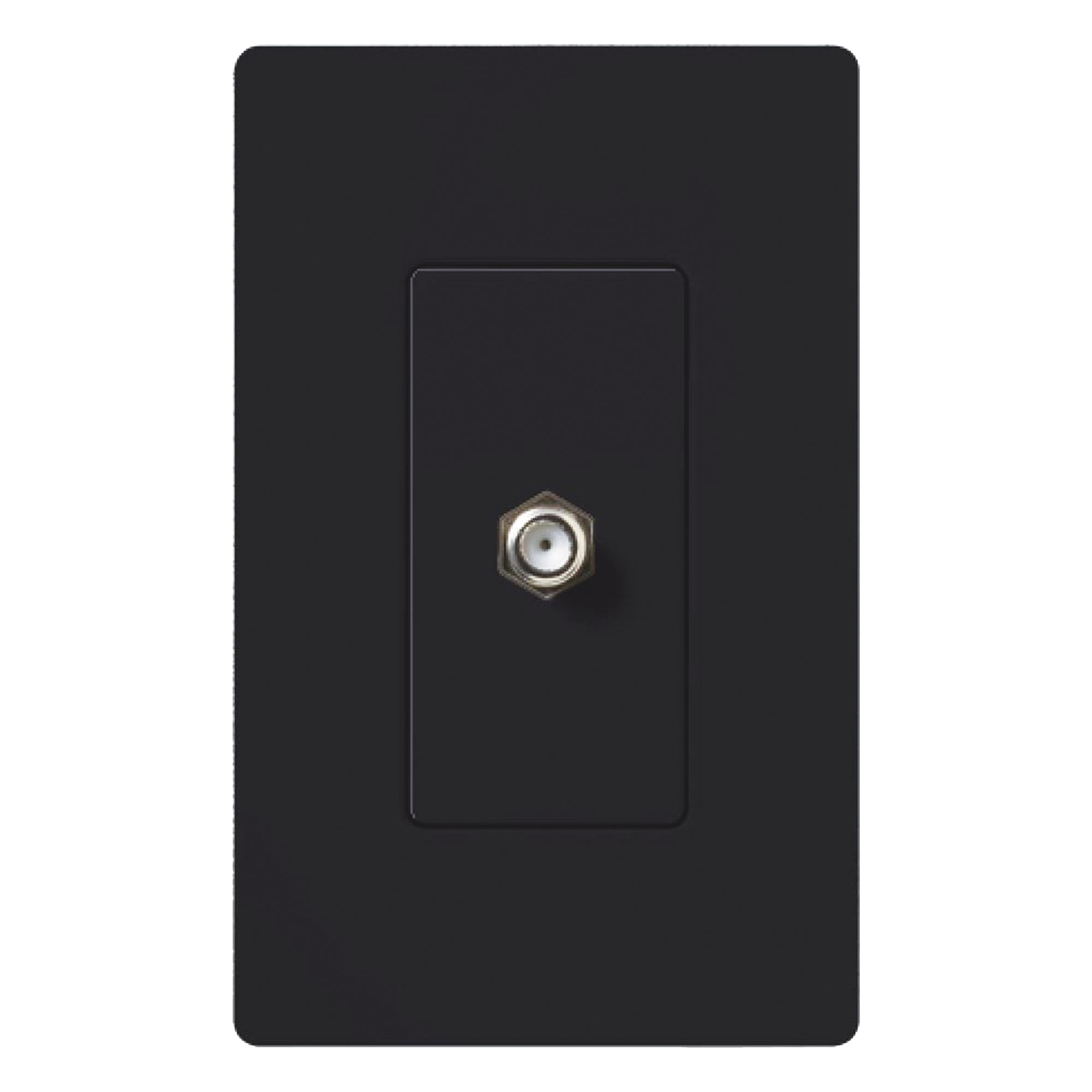 Salida de pared para cable coaxial con conector tipo F de 75 ohms, un puerto, apertura tipo designer, línea Satin Colors color Midnight — LUTRON ELECTRONICS · SKU SCCJMN