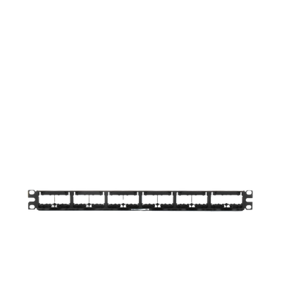 Panel de Parcheo Modular Mini-Com (Sin Conectores), Plano, Sin Blindaje, Con Etiqueta y Cubierta, de 24 Puertos, 1UR