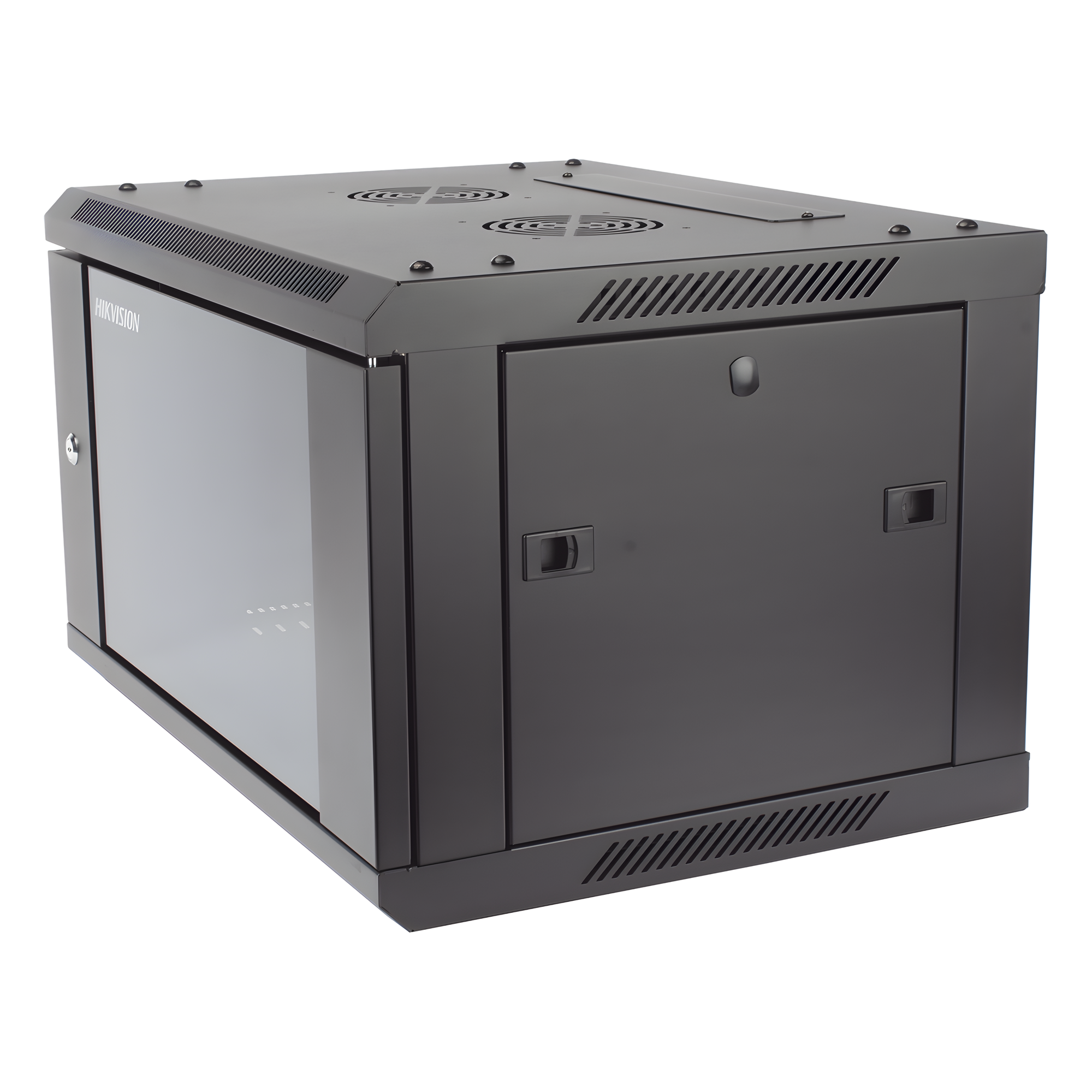 Gabinete para Montaje en Pared - Piso / Puerta de Cristal Templado / Cuerpo Fijo / 6 Unidades de Rack / 19" / Fabricado en Acero — HIKVISION · SKU DS-XS6406-S/B
