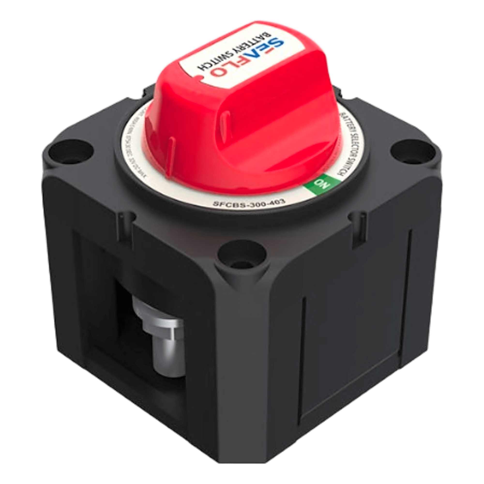 Interruptor Desconexión Batería / 275A DC Continuo / 900A DC Arranque / IP68 / Terminales Cobre M10 / Montaje Superficie y Panel — SEAFLO · SKU SFCBS-300-202