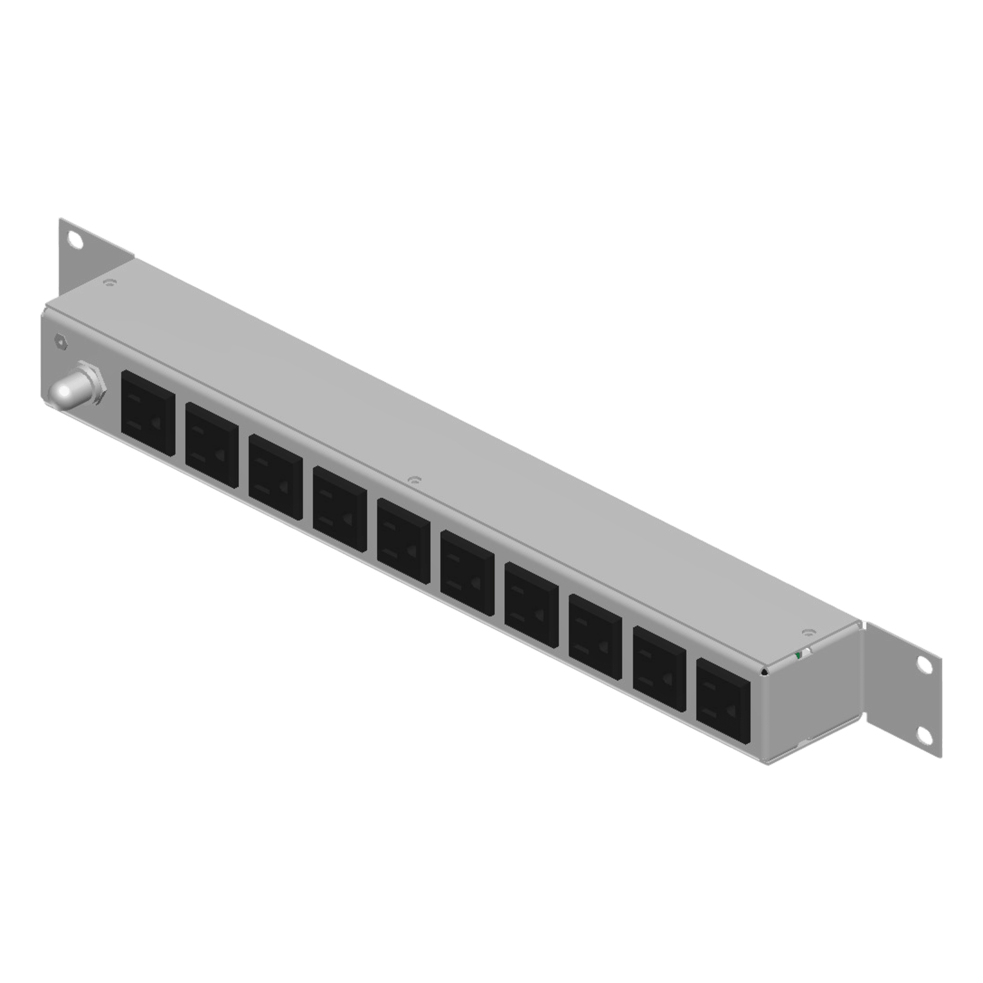 PDU Horizontal / 10 Contactos NEMA 5-15R / Rack 19 in 1UR / 120Vca 15A / Protección con Reestablecedor 15A / Cable 2.5 m (8.2 ft) / Lámina de Acero Rolada en Frío — LINKEDPRO · SKU HTCM-1U-10CW