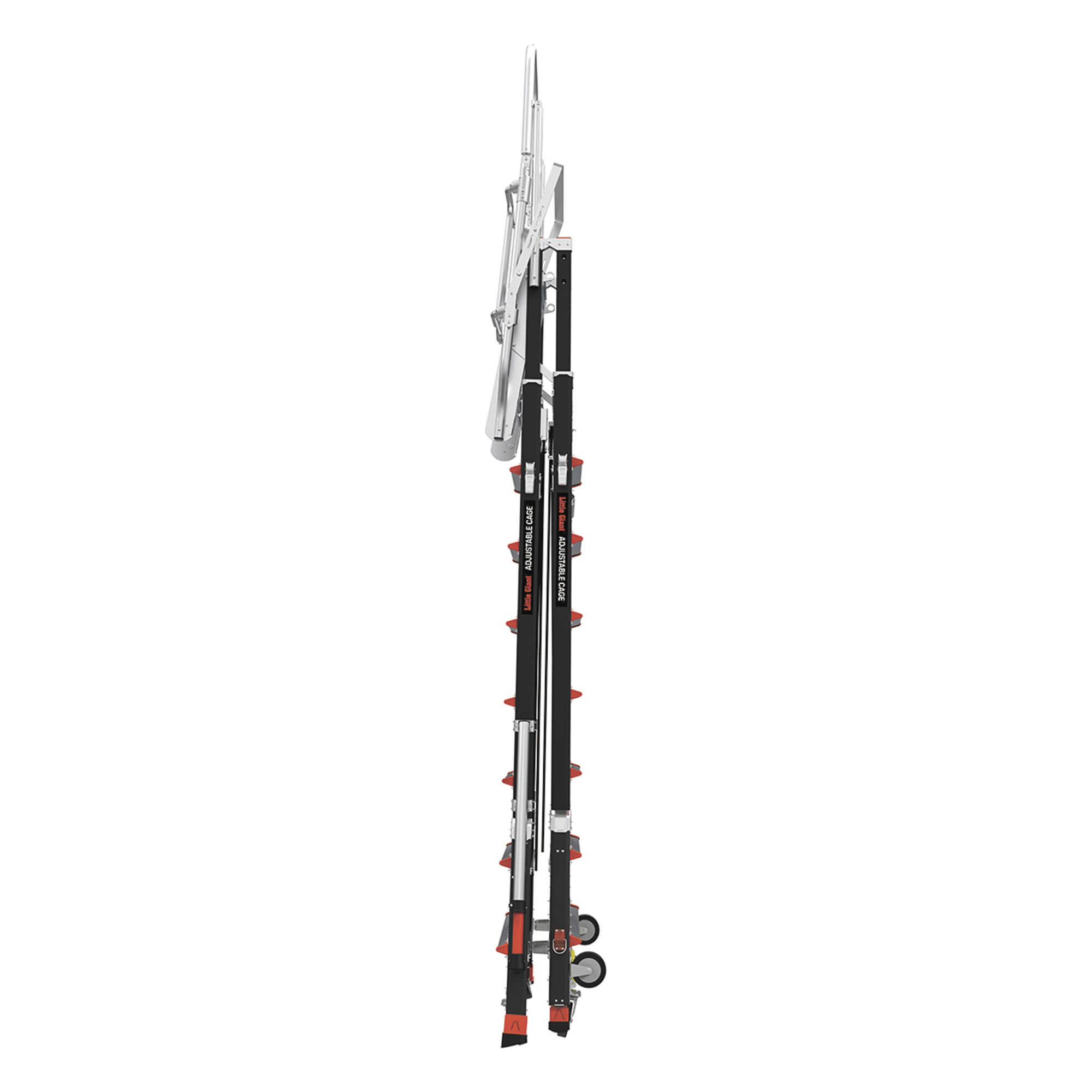 Escalera de Fibra de Vidrio con Jaula de 8'-14' (2.44 - 4.27 m). Con Ajuste en Ruedas (RATCHET™ Leveler) (SKU:18515-817).