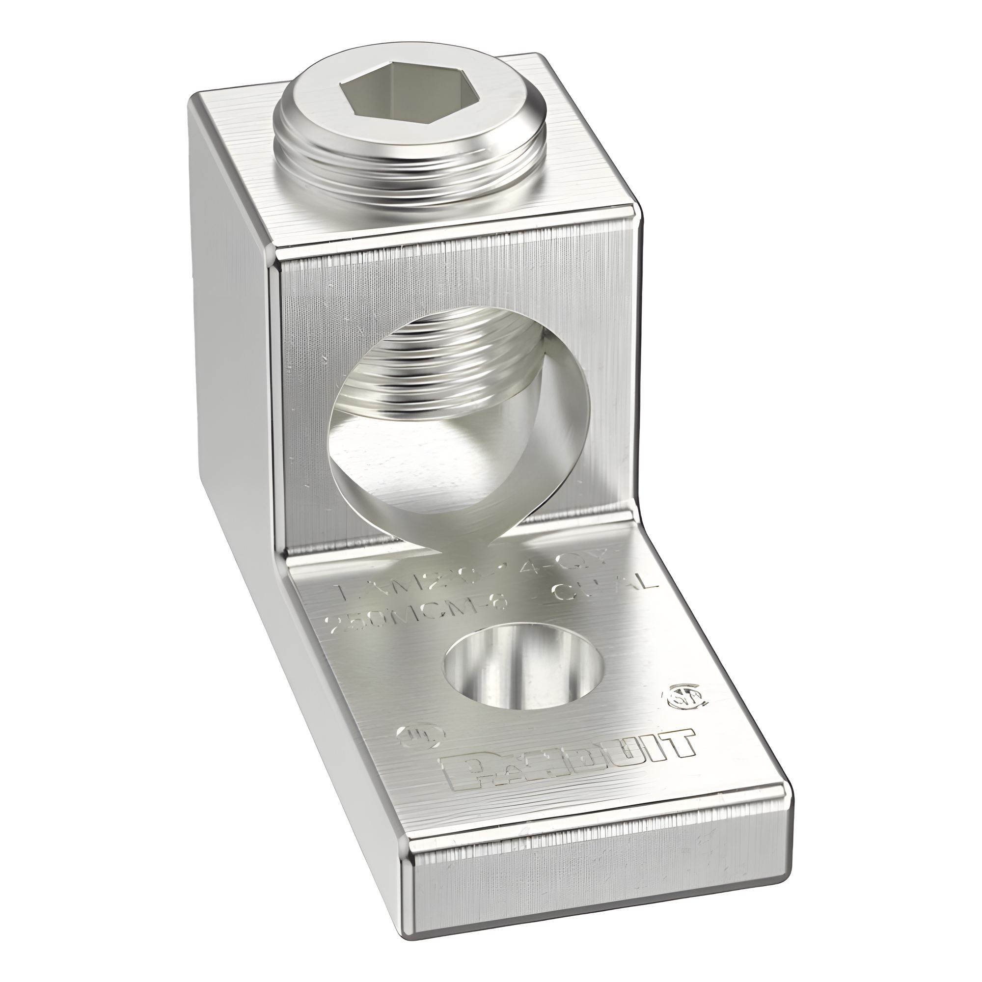 Terminal tipo Lengüeta Recta de Aluminio con Agujero 1/4", y Barril para Cable #14 - 2/0 AWG — PANDUIT · SKU LAMA2/0-14-L
