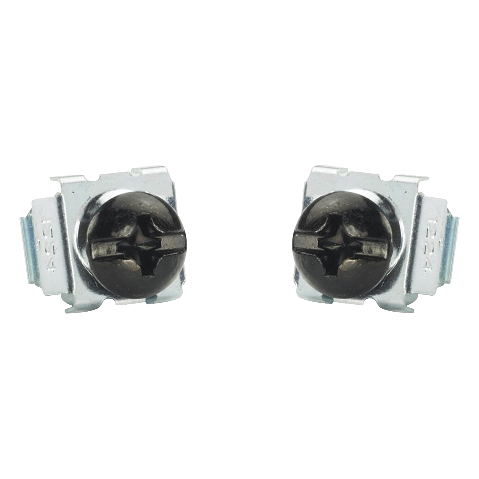 Kit de 100 Tornillos y 100 Tuercas Enjauladas #12-24, Para Uso en Gabinetes o Racks con Rieles con Orificios Cuadrado