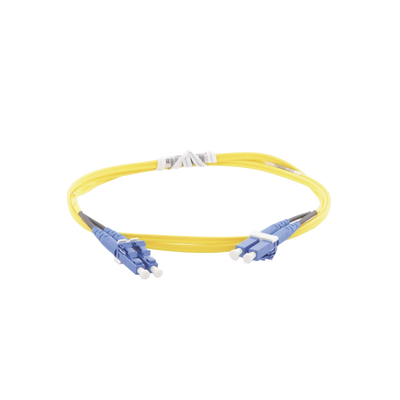 Jumper de Fibra Optica Monomodo 9/125 OS2, LC-LC Duplex, OFNR (Riser), Color Amarillo, 1 Metro (3.28 Pies)