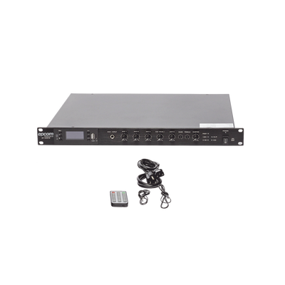 Amplificador Mezclador | 120W RMS | Sistema 100V y Baja Impedancia | MP3 | Tuner | Bluetooth | Música ambiental y Voceo