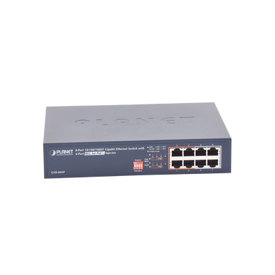 Switch PoE no Administrable, 8 Puertos 10/100/1000 Mbps con 4 Puertos PoE 802.3af/at, Modo Extender Hasta 250 mts