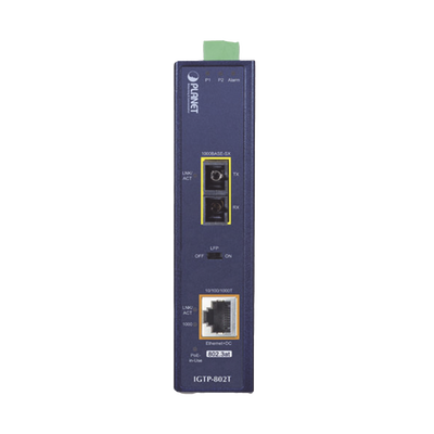 Convertidor de medios industrial PoE+ 1000BASE-SX a 10/100/1000BASE-T 802.3at (SC,MM) -550 m