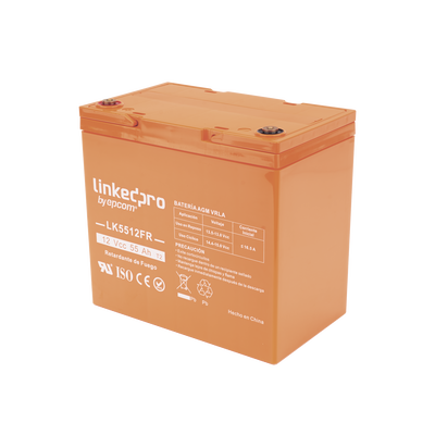 Batería de respaldo 12 V | 55 Ah | AGM | Certificada UL94-V0 Retardante a la Flama | Especial para Seguridad Electrónica | UPS | Sistemas de emergencia | Vida útil 5 años | Terminales T2
