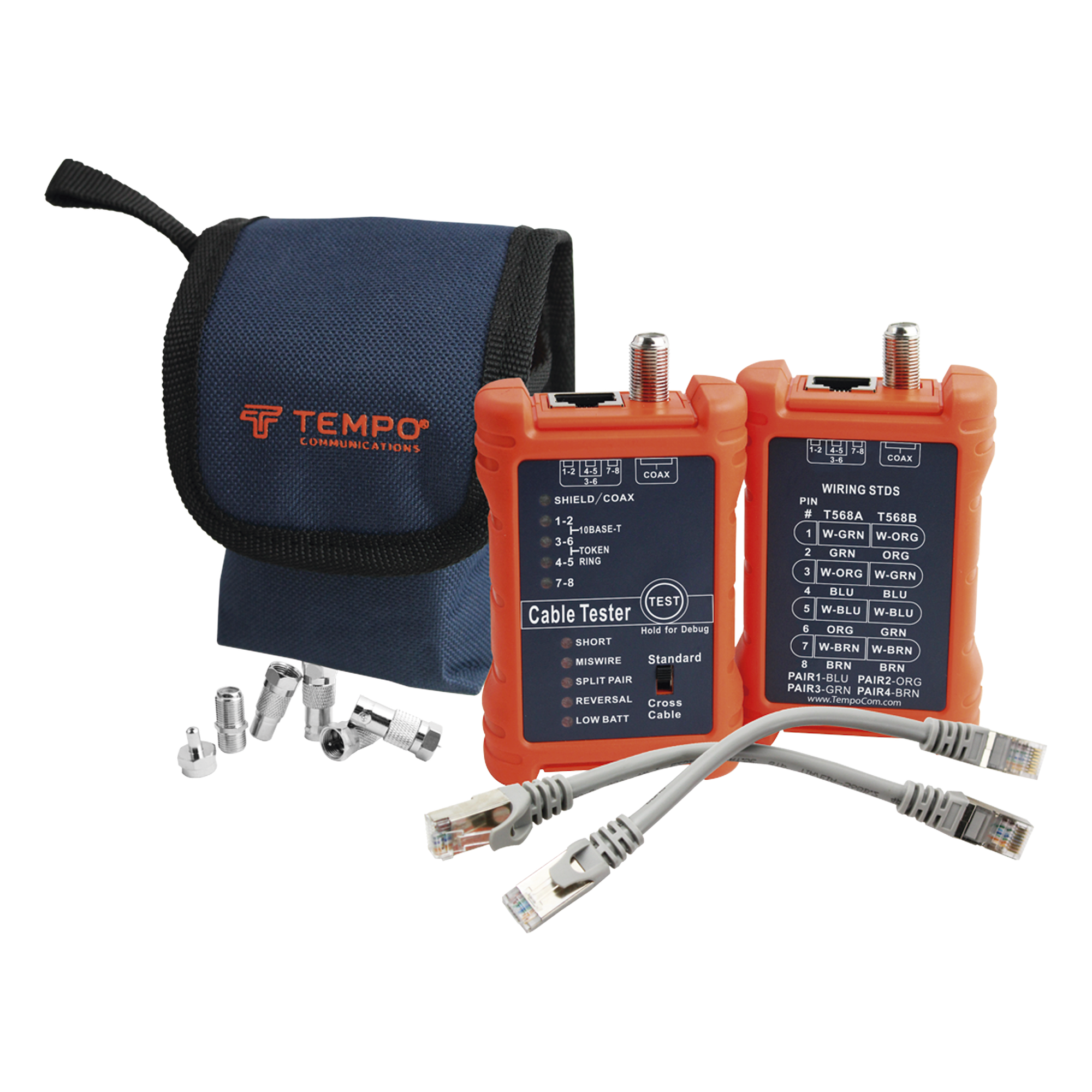 Tester Profesional para Mapeo de Cables de Red/Coaxiales — TEMPO · SKU PA1594