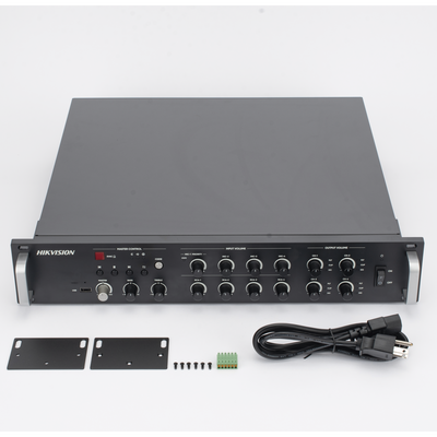 Amplificador de Red | 4 Zonas de 250W | 100V/70v | Calendarización de eventos | Biblioteca de Materiales de Audio | Entrada de Alarma | Hik-Connect /Hikcentral profesional 